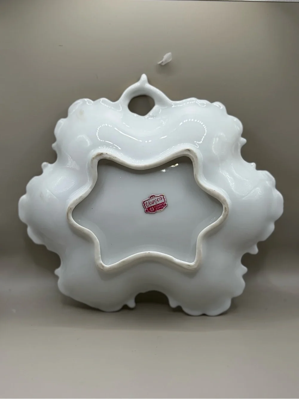 Ucagco Holiday Holly Decorative Trinket Disk White and Gold
